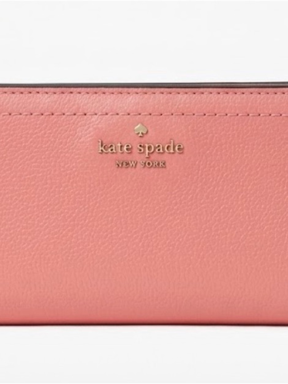 Kate Spade Spencer Coral Pink Pebbled Leather Slim Bifold Wallet